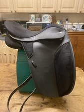 Thorowgood T4 Black Dressage Saddle 17 1/2 “ Red Wide Gullet Fitted VGC