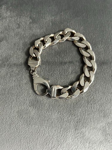 Chunky silver curb bracelet - silver,