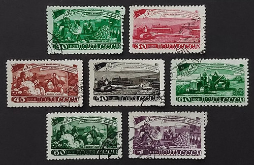 Ussr russia stamps 1948 five - russia, stamps,