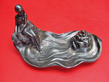Antique Art Nouveau Silver Plated German WMF Inkwell Girl