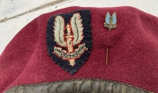 GENUINE WWII SAS KANGOL WEAR AIRBORNE BERET  AND BADGE ( SPECIAL AIR SERVICE )