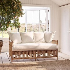 The White Company Lotte Natural Hand Woven Rattan Sofa Furniture Conservatory