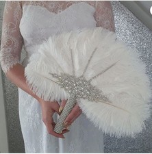 Ostrich feather wedding fan - ostrich,
