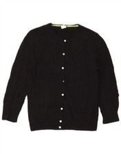 J. CREW Womens 3/4 Sleeve Cardigan Sweater UK 12 Medium Black Wool RW07