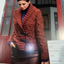 Bergere Knitting Pattern Women’s shawl collar short cable jacket 111