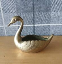 Vintage Swan Heavy Brass Large Trinket Made In England