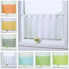 Cafe Curtains Kitchen Solid Short Valance Home Window Drape Sheer Tab Top Voile