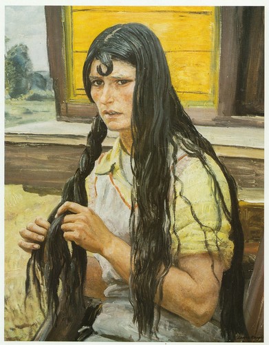 Gypsy woman plaiting - gypsy,
