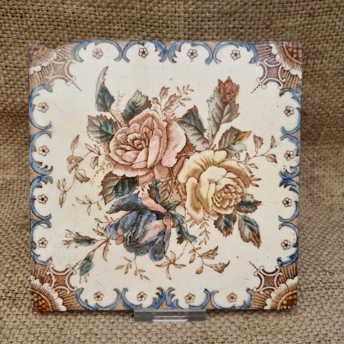 Antique floral ceramic tile - floral,