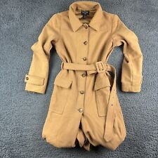 Vintage Ralph Lauren Trench Coat Womens Large Mustard Polo Jeans Belt Wool Y2K