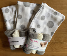 3 x Muslin Squares & 6 Soft Microfibre Face Cloths Weaning Burp Cloths