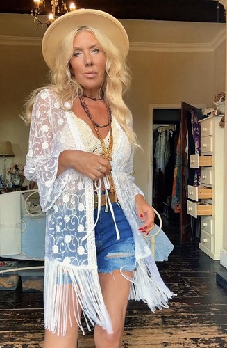 White lace fringe - white,