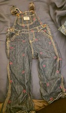 Oshkosh B'gosh Dungerees With Embroidery Hearts With Stripy Vest  Size 2T