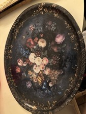 Vintage Tin Floral Tray