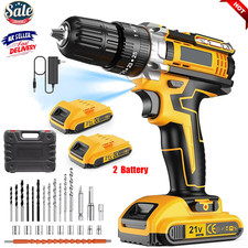 Cordless Drill 21V 2 Battery Combi Driver High Power Electric Screwdriver Set UK