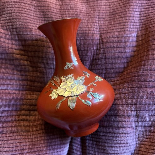 Vtg asian red enamel - red, lacquer