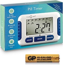 TabTime Timer Electronic Pill Reminder with 8 Alarms per Day - Essential for Pa