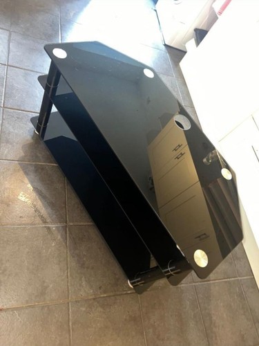 Black glass corner stand - black,