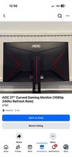 AOC C27G2ZE 27-inch 240Hz Curved Gaming Monitor Black/Red
