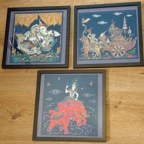 Thai art silk paintings home - thai,