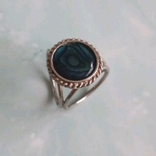 Scarf Ring Silver Tone & Aqua