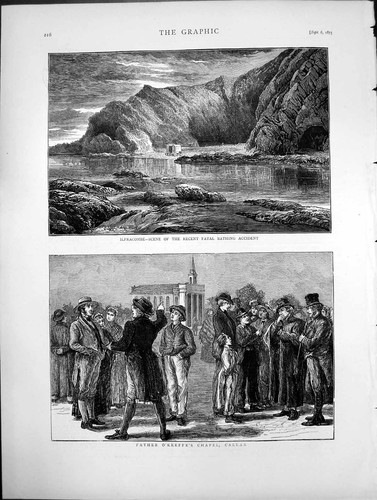 Antique print ilfracombe scene - antique,