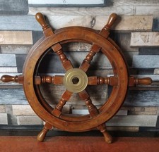 Quality Hardwood & Brass 18" Nautical Wooden Ships Wheel