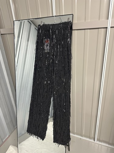 Zara black sequin fringing - zara,