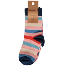 Maxomorra pink organic cotton stripy socks for babies - 2 pairs | 6-12 months