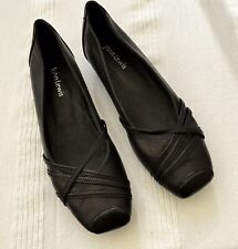 John Lewis Flat Black Leather  Ladies Shoes Size 4 (37) VGC