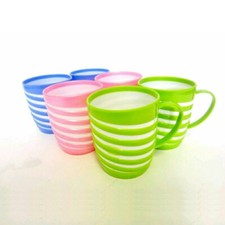 Unbreakable PLASTIC MUGS Colourful Drinking Cups Tea Coffee Camping Picnic Kids