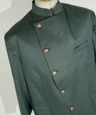  Vintage Geen Military Officer Nehru Collar Dragon Lining jacket coat 46R