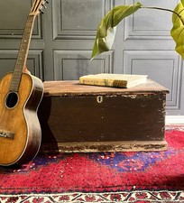 Antique Victorian Rustic Pitched Pine Country House Blanket Box Chest