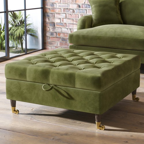 Large olive green chesterfield - green,