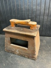 Antique Wood Shoe Shine Box Foot Stool Storage Chest 14 X14 X 10