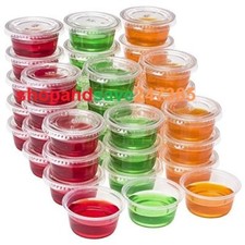 Round Food Containers Plastic Clear Tubs with Lids Deli Pots Sauce Dip 2oz & 4oz