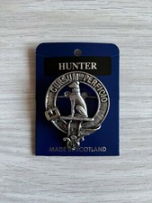 Scottish Clan Brooch Art Pewter Silver Badge & Gift Pouch Clan Logo Emblem