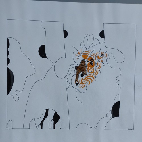 Original abstract black ink - abstract,
