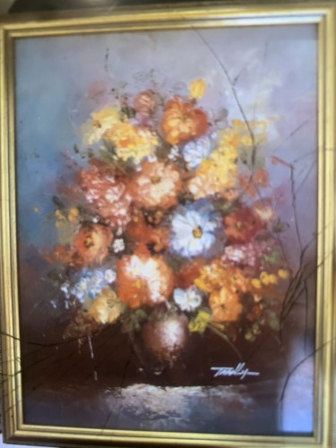 Vintage floral oil painting - floral,