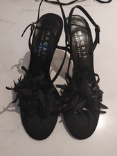 Magrit Satin Black Slingback Shoes