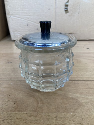 Vintage faceted glass jam - vintage,