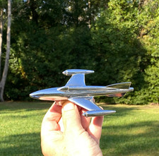 Vintage Hood Ornament Jet Plane Rocket chrome 7" Motorcycle Fender Mascot