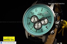 NEW Invicta Men's 48mm S1 RALLY GPX Chronograph TURQUOISE DIAL Leather SS Watch