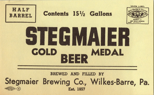 Stegmaier beer keg label - label, wi