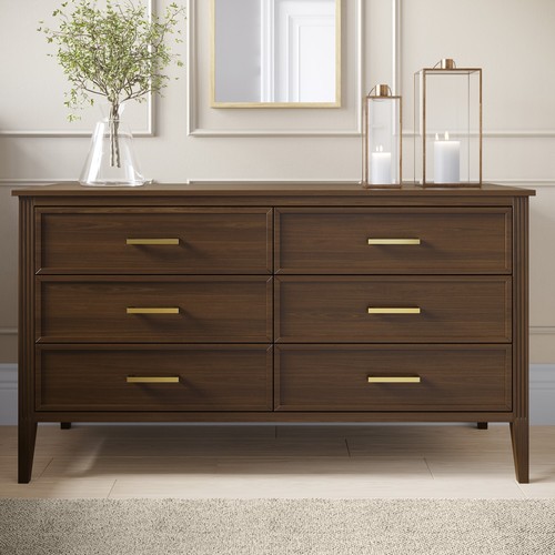 Wide walnut drawer chest - 6,