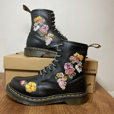 Dr Martens DM’s 1460 Vonda II Floral Softy T Black Leather Boots UK 5 EU 38 VGC