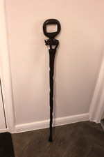 Carved African Hardwood Walking Stick with Rhino Motif