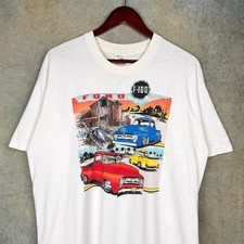 VTG 90s Ford F-100 Truck T Shirt Sz XL White Retro Cars Trucks USA Made 