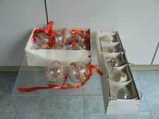 Vintage Christmas Glass Baubles Wire Mesh Lace x 13 Clear Glass