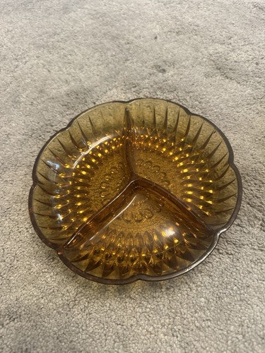 Vintage amber pressed glass - pressed,